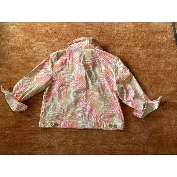 NWOT Lark Lane Tropical Print Blazer Coconut Buttons Size 16 - Picture 7 of 7